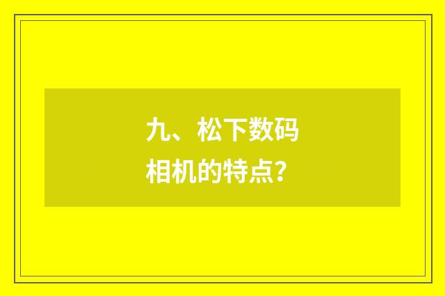 九、松下数码相机的特点？