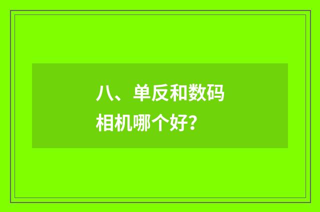 八、单反和数码相机哪个好？