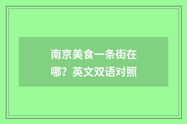 南京美食一条街在哪？英文双语对照