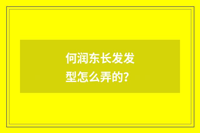 何润东长发发型怎么弄的？