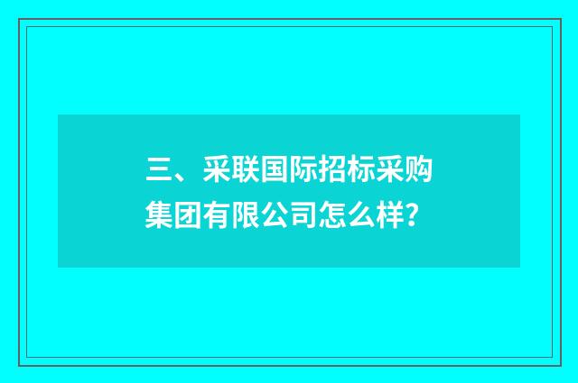 三、采联国际招标采购集团有限公司怎么样？