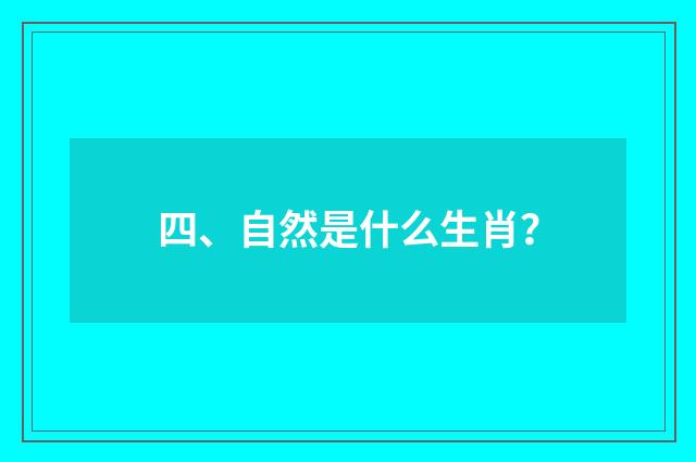 四、自然是什么生肖？