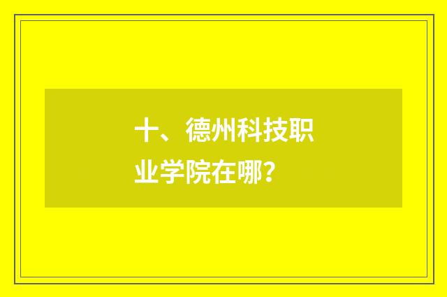 十、德州科技职业学院在哪？