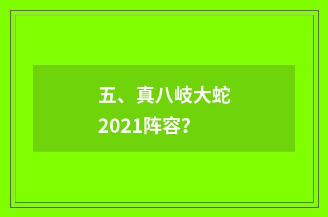 五、真八岐大蛇2021阵容？