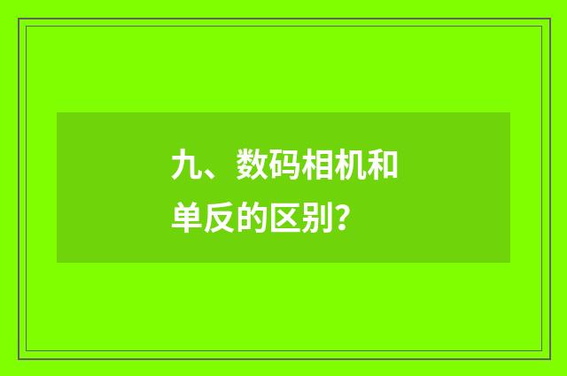 九、数码相机和单反的区别？