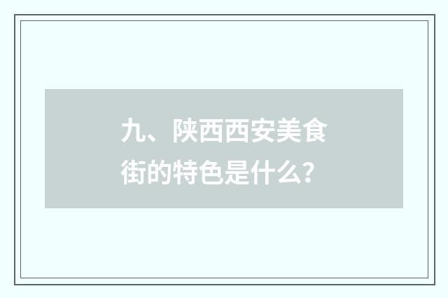 九、陕西西安美食街的特色是什么?