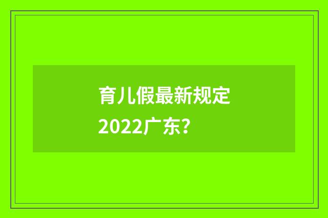 育儿假最新规定2022广东？