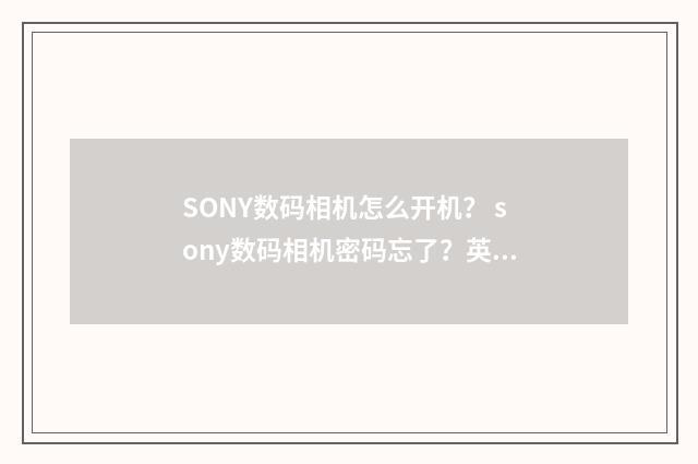 SONY数码相机怎么开机? sony数码相机密码忘了?英文双语对照