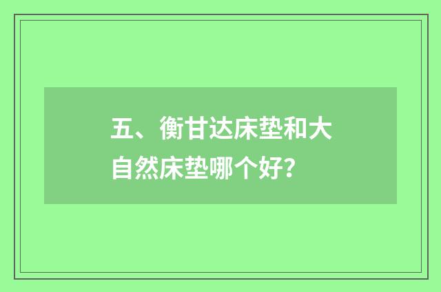 五、衡甘达床垫和大自然床垫哪个好？