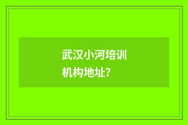 武汉小河培训机构地址？