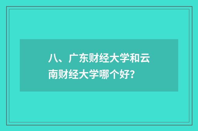 八、广东财经大学和云南财经大学哪个好？