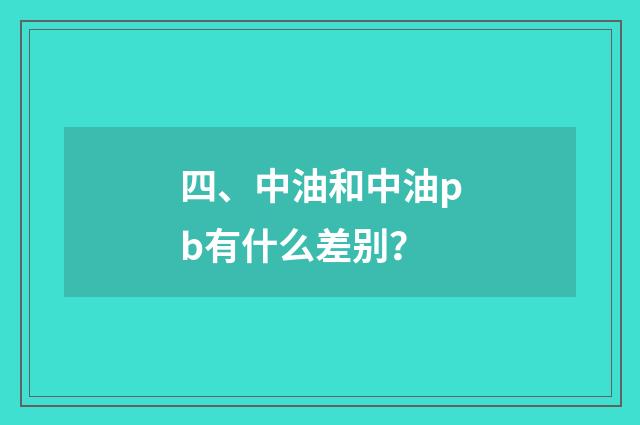四、中油和中油pb有什么差别？