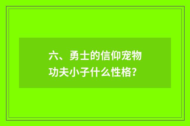 六、勇士的信仰宠物功夫小子什么性格？