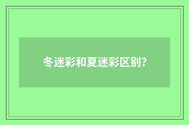 冬迷彩和夏迷彩区别？
