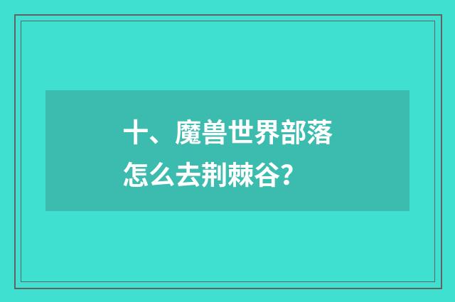 十、魔兽世界部落怎么去荆棘谷？