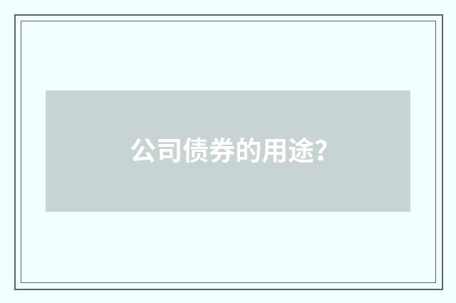 公司债券的用途？