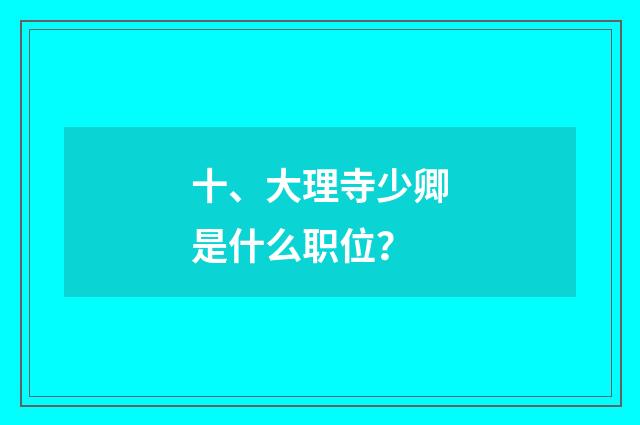 十、大理寺少卿是什么职位？