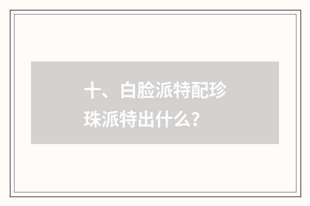 十、白脸派特配珍珠派特出什么？