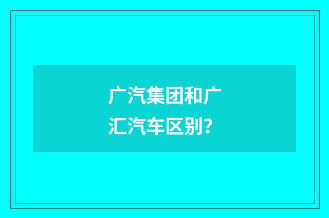 广汽集团和广汇汽车区别？