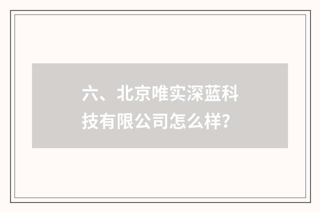 六、北京唯实深蓝科技有限公司怎么样？