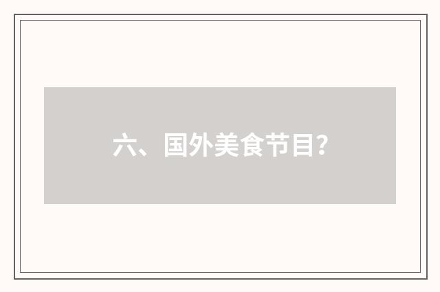 六、国外美食节目？