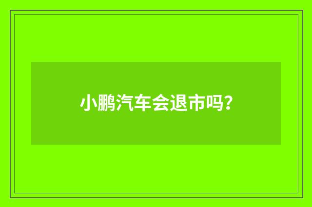 小鹏汽车会退市吗？