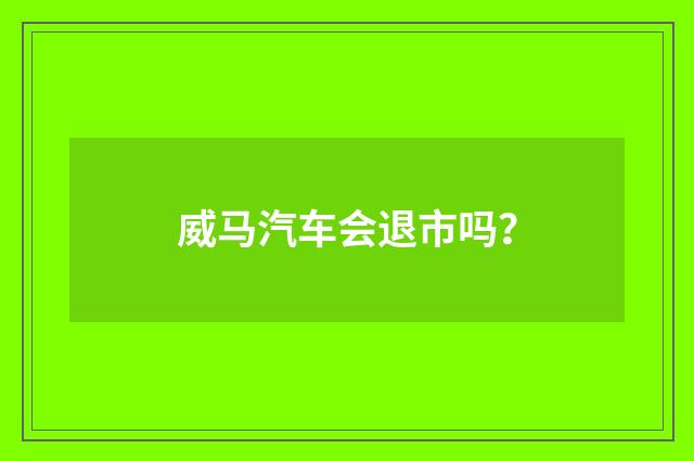 威马汽车会退市吗？