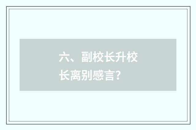 六、副校长升校长离别感言？