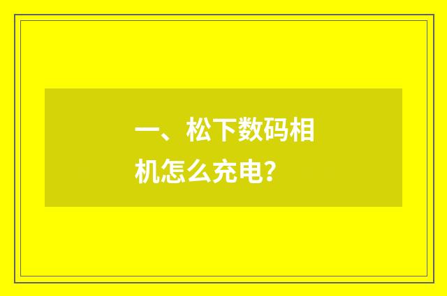 一、松下数码相机怎么充电？