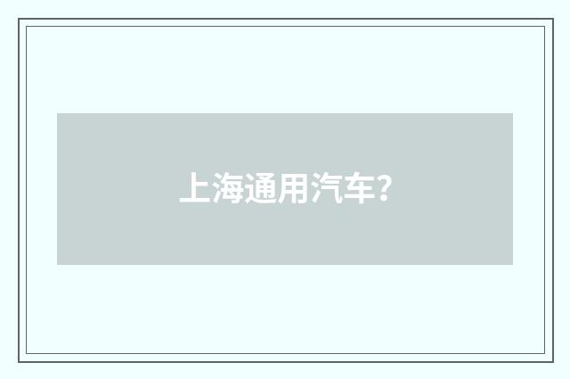 上海通用汽车？