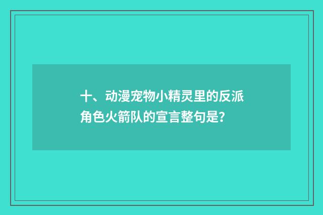 十、动漫宠物小精灵里的反派角色火箭队的宣言整句是？