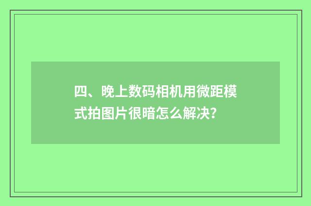四、晚上数码相机用微距模式拍图片很暗怎么解决？