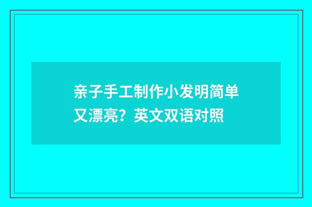 亲子手工制作小发明简单又漂亮？英文双语对照