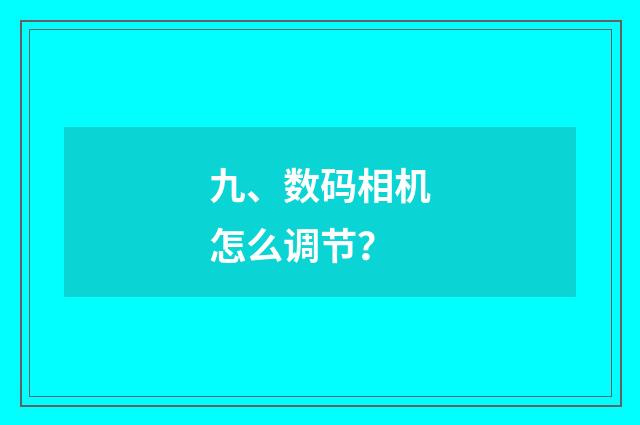 九、数码相机怎么调节？