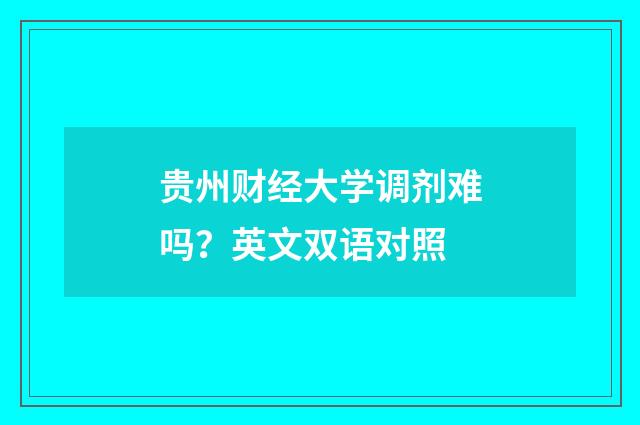 贵州财经大学调剂难吗？英文双语对照