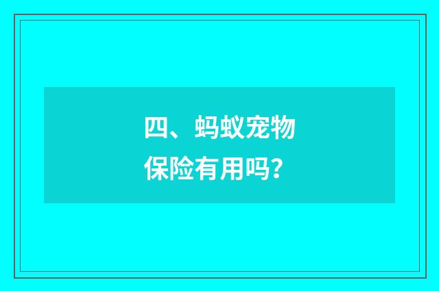 四、蚂蚁宠物保险有用吗？