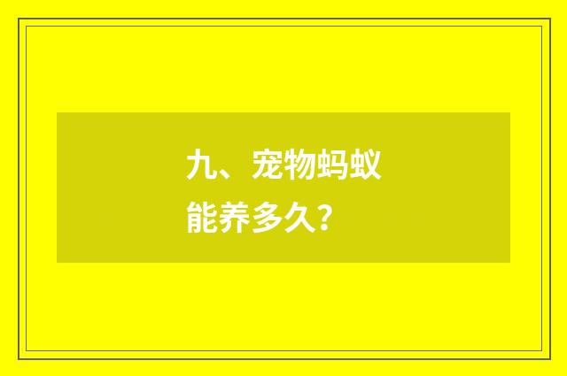 九、宠物蚂蚁能养多久？