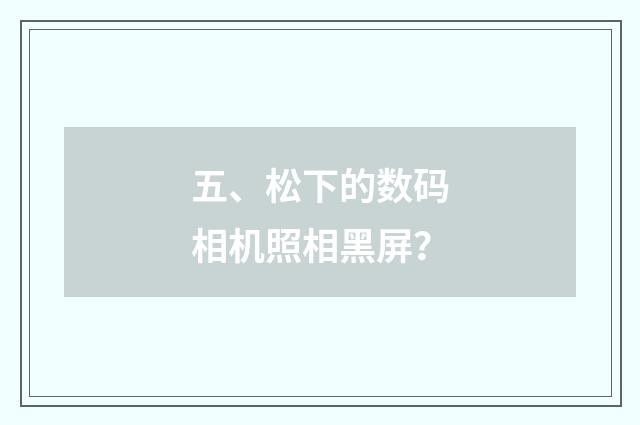 五、松下的数码相机照相黑屏？