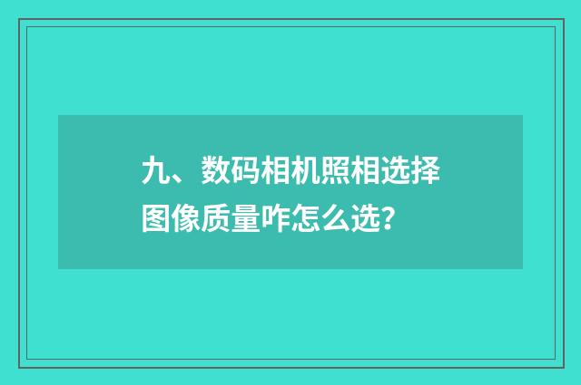 九、数码相机照相选择图像质量咋怎么选？