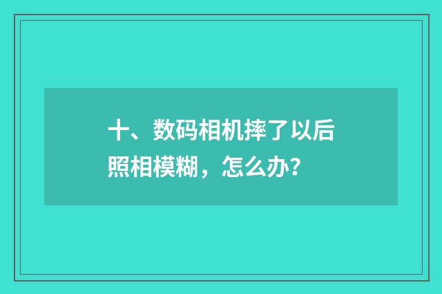十、数码相机摔了以后照相模糊，怎么办？