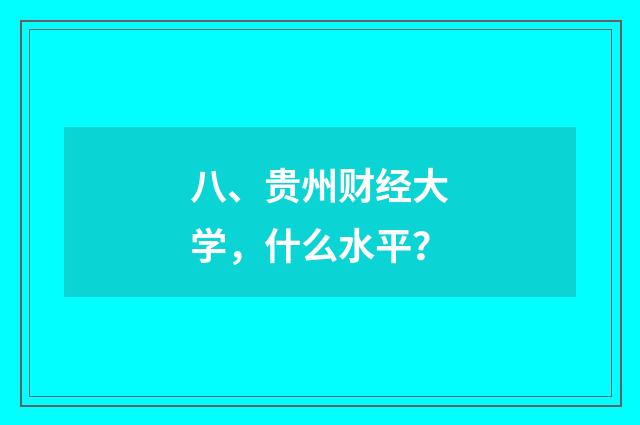 八、贵州财经大学，什么水平？