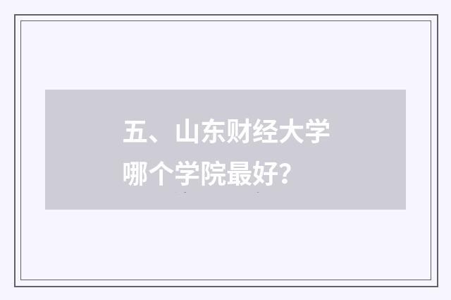 五、山东财经大学哪个学院最好？