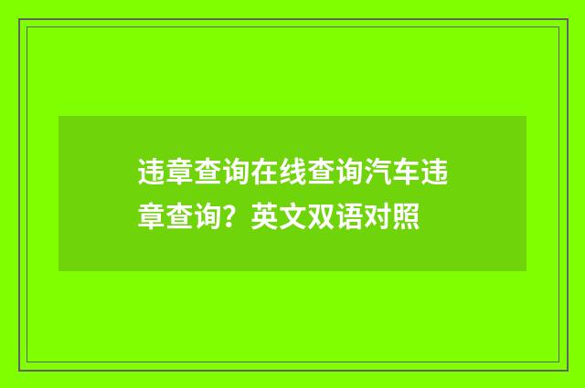 违章查询在线查询汽车违章查询？英文双语对照