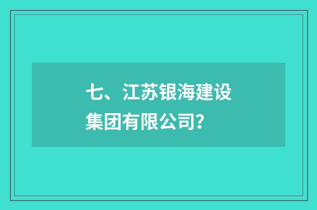 七、江苏银海建设集团有限公司？