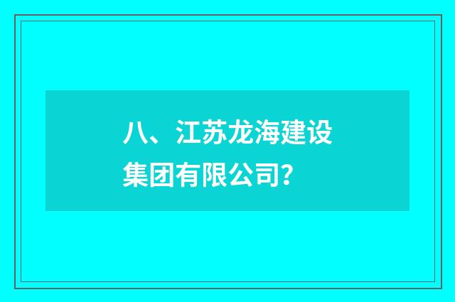 八、江苏龙海建设集团有限公司？