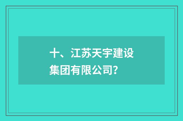 十、江苏天宇建设集团有限公司？