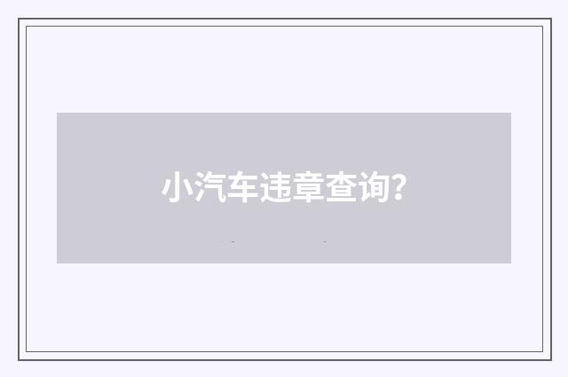 小汽车违章查询？