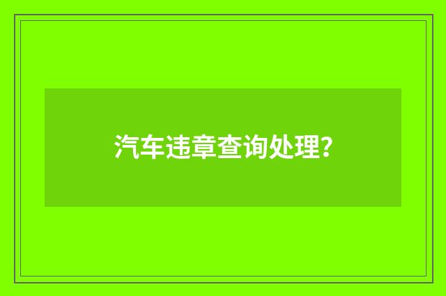 汽车违章查询处理？