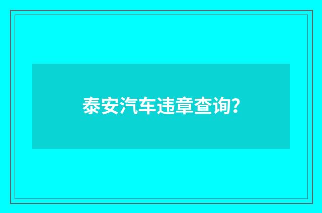 泰安汽车违章查询？