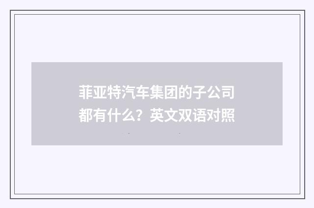 菲亚特汽车集团的子公司都有什么？英文双语对照